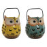 Lantern Home ESPRIT Yellow Jade Metal Porcelain Owl 12 x 12 x 15 cm (2 Units)