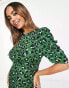 Фото #4 товара Nobody's Child Evie tea midi dress in green leopard