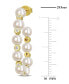 Cultured Freshwater Pearl (4-1/2 - 5mm) & White Topaz (1/2 ct. t.w.) Hoop Earrings in Gold-Tone Plated Sterling Silver