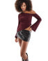 Фото #1 товара ASOS DESIGN asymmetric one shoulder textured top in burgundy