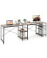 Фото #1 товара L Shaped Computer Desk with 4 Storage Shelves and Cable Holes