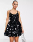 Фото #8 товара ASOS DESIGN embellished mini corset prom with oversized disc sequin in black