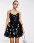 ASOS DESIGN embellished mini corset prom with oversized disc sequin in black