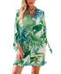 Фото #1 товара Women's Tropical Collared Button-Up Mini Cover-Up