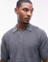 Topman textured panel polo in grey green