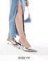 Фото #1 товара ASOS DESIGN Wide Fit Stroll slingback kitten heeled shoes in silver - SILVER