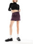 JDY satin mini skirt in deep plum