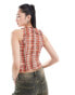 Фото #3 товара Daisy Street ruched vintage check v-neck vest in orange