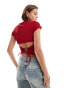 Фото #2 товара COLLUSION textured baby tee with tie back in red