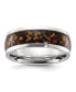 ფოტო #1 პროდუქტის Stainless Steel Yellow Tiger's Eye Inlay Band Ring