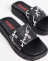 Фото #4 товара HUGO Emma platform sliders in black with script logo