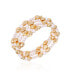 Фото #1 товара Gold-Tone Imitation Pearl Coil Stretch Bracelet