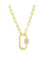 Фото #1 товара Sterling Silver or Gold Plated Over Sterling Silver CZ Oval Carabiner Paperclip Necklace