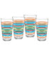 Rainbow Radiance Stripes 16-Ounce Tapered Cooler Glass Set of 4