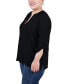 Фото #5 товара Plus Size Raglan Sleeve Split Neck Blouse