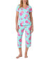 ფოტო #1 პროდუქტის Women's 2-Pc. Printed Cropped Pajamas Set