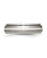 ფოტო #3 პროდუქტის Titanium Brushed Sterling Silver Inlay Ridged Edge Band Ring