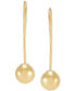 ფოტო #3 პროდუქტის Polished Ball Fish Hook Wire Drop Earrings in 14k Gold