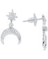 ფოტო #1 პროდუქტის Cubic Zirconia Star & Crescent Moon Drop Earrings in Sterling Silver