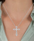 ფოტო #2 პროდუქტის Diamond Cross 16" Pendant Necklace (1 ct. t.w.) in 10k White Gold