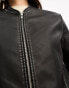 Фото #4 товара ONLY faux leather bomber jacket in washed black