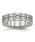 Фото #1 товара Stainless Steel Brushed CZ 6mm Grooved Band Ring