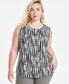 Фото #1 товара Plus Size Printed Sleeveless Shell Top