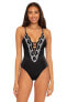 Фото #1 товара Becca by Rebecca Virtue 293365 Delilah Clare Plunge One-Piece Black Size LG