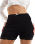 Фото #4 товара Miss Selfridge texture mini short with frill edge in black