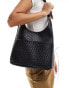 Фото #1 товара Glamorous large woven shoulder bag with pocket detail in black