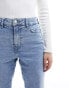 Pieces Kelly high waisted straight leg jeans in light blue Голубой, W28 L30 - фото #4