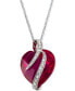 Фото #1 товара Macy's lab-Grown Ruby (10-3/4 ct. t.w.) & White Sapphire Accent 18" Heart Pendant Necklace in Sterling Silver