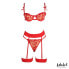 Zoey bra, thong, and garter belt Set with Hearts Red