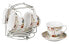 Set of 4 Coffee Cups On Metal Stand Розовый - фото #5