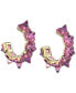 ფოტო #3 პროდუქტის Gold-Tone Chroma Pink Spiky Crystal Hoop Earrings