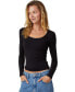 Фото #1 товара Women’s Staple Rib Scoop Neck Long Sleeve Top