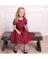 Toddler Girls Puff Sleeve Party Dress with Velvet Trim, Toddler|Child