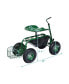 Garden Cart Rolling Work Seat for Planting w/Extendable Handle