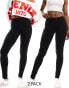 Фото #1 товара Pieces 2 pack high waisted leggings in black