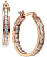 ფოტო #3 პროდუქტის Small Cubic Zirconia Inside Out Hoop Earrings in Sterling Silver, 0.75", Created for Macy's