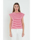 ფოტო #2 პროდუქტის Women's Stripe Rib Cotton T-shirt