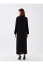 Polo Yaka Düz Uzun Kollu Kadın Armürlü Elbise