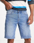 Фото #2 товара Only & Sons slim fit tapered denim shorts with rips in light blue