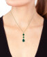 EFFY® Green Onyx & Diamond Accent Triple Stone 18" Pendant Necklace in 14k Gold