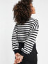 ONLY fluffy knit slouchy jumper in black stripe