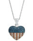 ფოტო #1 პროდუქტის Diamond Flag Heart Pendant Necklace in Sterling Silver (1/3 ct. t.w.)