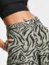 Wednesday's Girl wide leg cropped twill trousers in khaki zebra