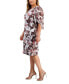 Фото #3 товара Plus Size Floral-Print 3/4-Sleeve Faux-Wrap Dress