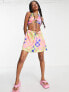 Фото #2 товара COLLUSION abstract festival printed ring detail mini skirt in multi