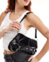 Фото #4 товара Bershka shoulder bag with ring detail in black faux leather